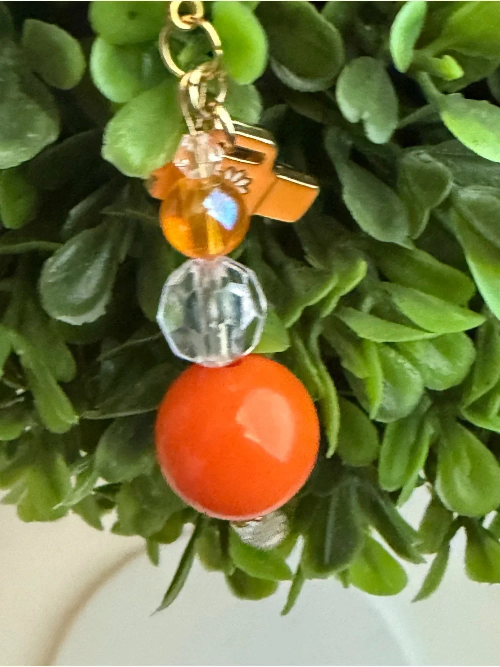 Orange Beaded Key & Card Holder Charm - Women Accessories